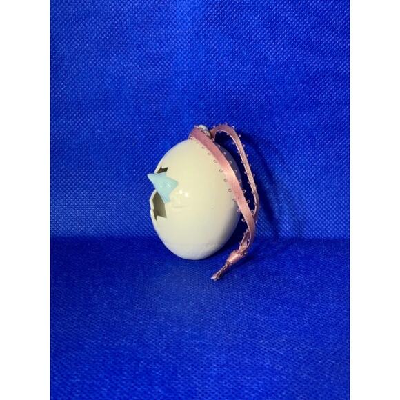 Pair Hanging Porcelain Eggs with Blue Birds Inside - Picture 3 of 6